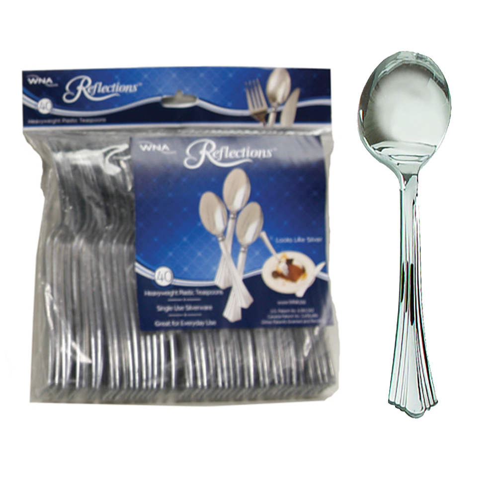 640155-40 Reflections Polybag Soup Spoon Silver   Heavy Weight Plastic 12/50 cs - 640155-40 SIL REFLECT SOUP SPN
