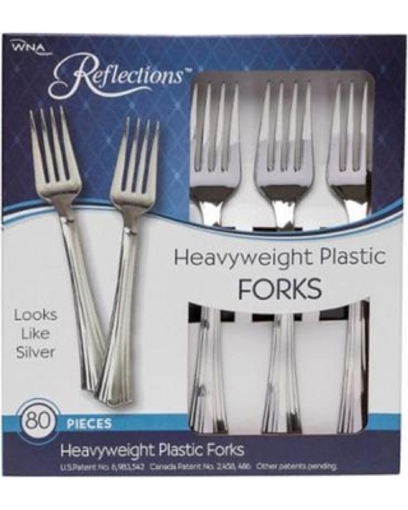 61080 Reflections Boxed Fork Silver Heavy Weight Plastic 10/80 cs - 61080 SIL REFL.FORK BX 10/80