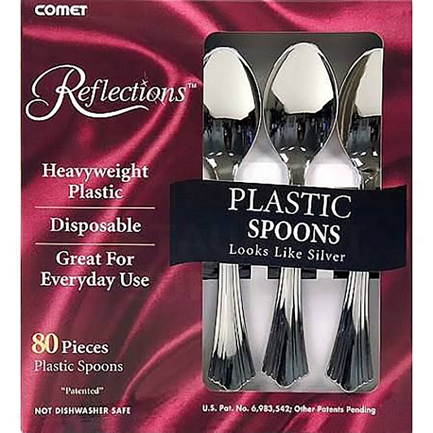 62080 Reflections Boxed Teaspoon Silver Heavy Weight Plastic 10/80 cs
