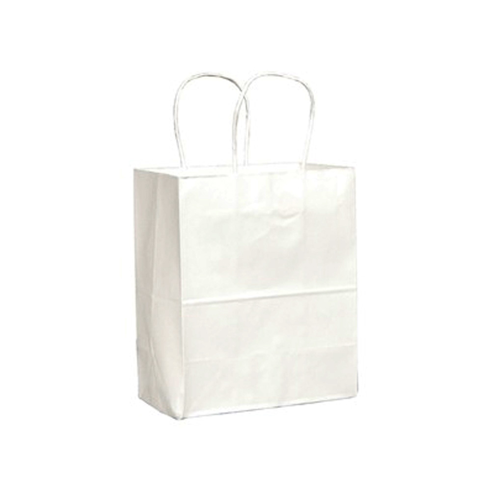 84598 Tempo Shopping Bag 70 lb. White 8"x4.5"x10.25" Handle Paper 250/bx.