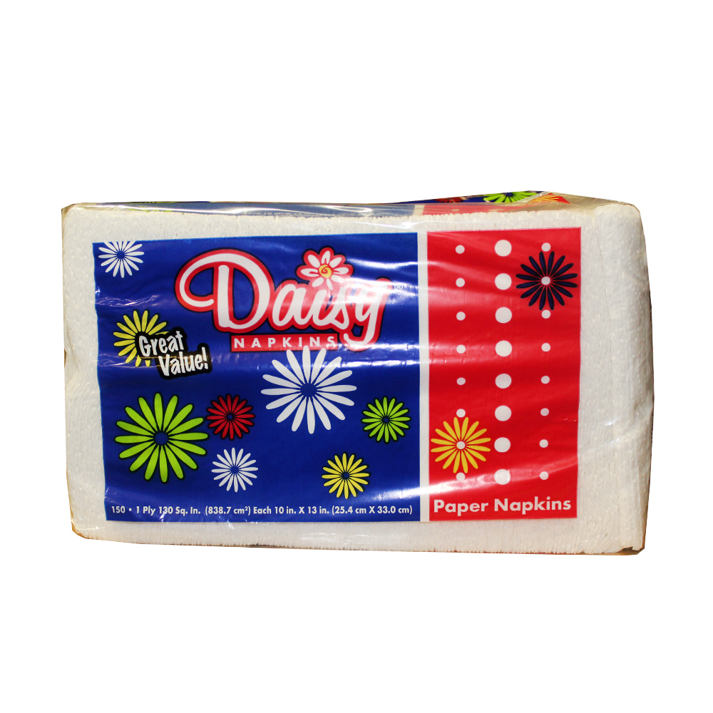 20150 Daisy Lunch Napkin White 1 ply 18/150 cs - 20150 LUNCH NAPKIN 18/150