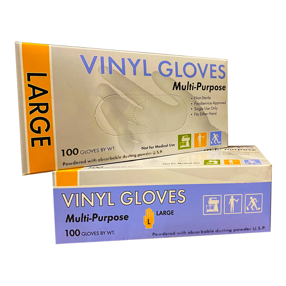 754617 Clear Large Multi-Purpose Vinyl Gloves 10/100 cs - 754617 LARG POWDER VINYL GLOVE