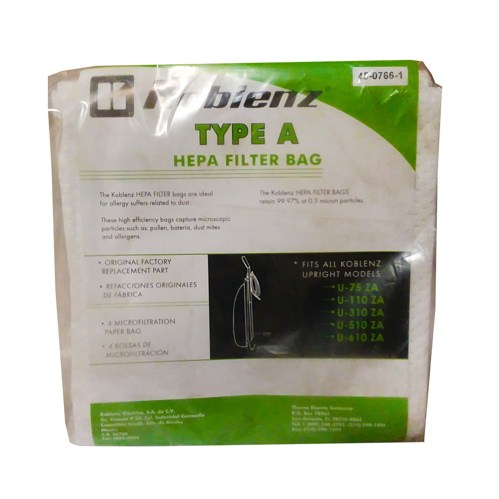 4507661 Koblenz Type A HEPA Filter Bags 4/pk