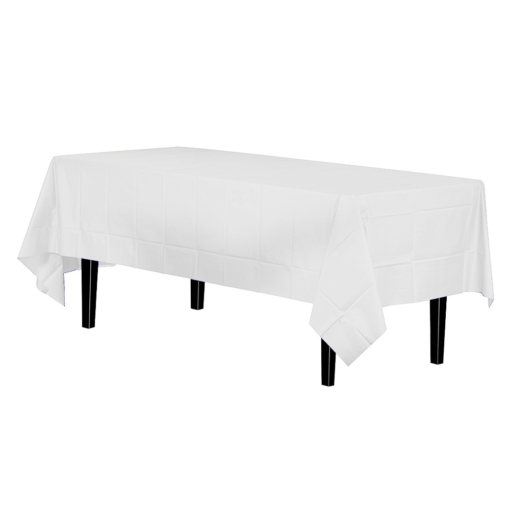 21109 White 54"x108 Plastic Table Cover 48/cs - 21109 54x108 WHT PLAS TBLCOVER