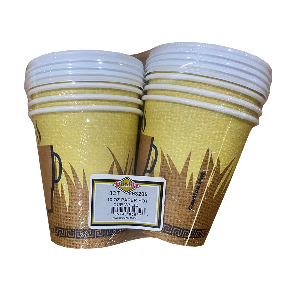 1268C Quality Printed 10 oz. Paper Hot Cup & Lid Combo 36/8 cs - 10oz PAPER HOT CUP W LID 36/8