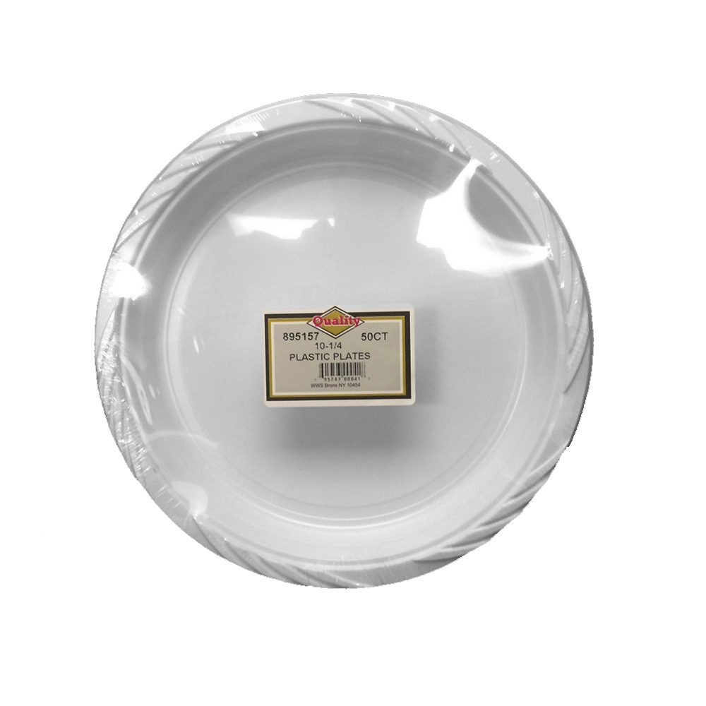 P10/50/10 Quality White 10.5" Plastic Plate 10/50 cs