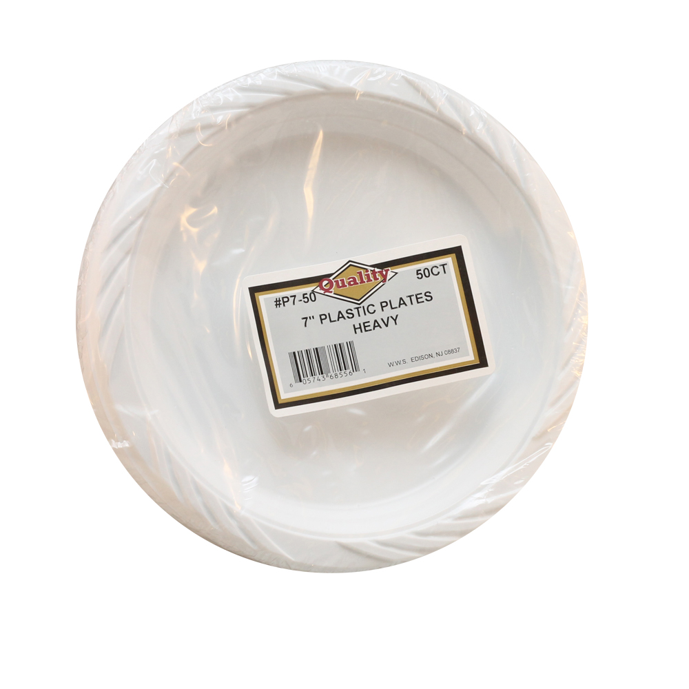 P7/50 Quality White 7" Plastic Plate 30/50 cs - PLST PLATES WHITE 7"     30/50