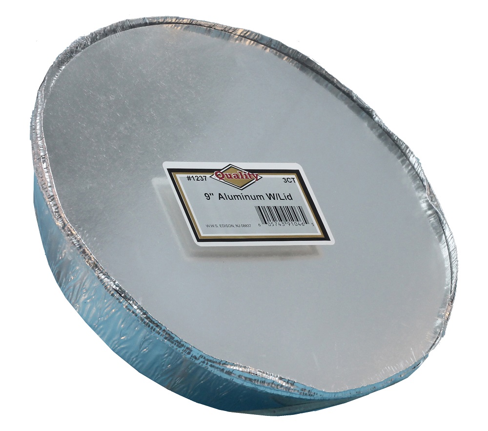 1237/72CB Quality Aluminum 9" Pan w/Board Lid Combo 72/3 cs - ALUM 9" RND PAN & BOARD LID