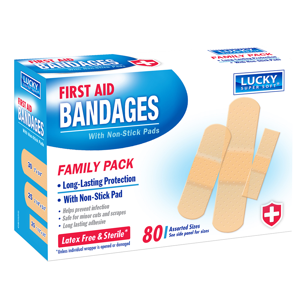 4100-24 Lucky Super Soft First Aid Bandages 80ct 24/80 cs - 4100-24 BANDAGES FRST AID 80ct
