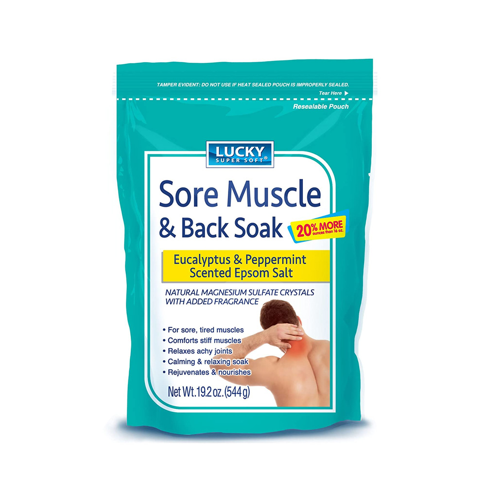11137-12 Lucky Super Soft 19.2 oz Sore Muscle & Back Soak Epsom Salt w/Eucalyptus & Peppermint - 11137-12 EPSM SALT MUSCLE 19.2
