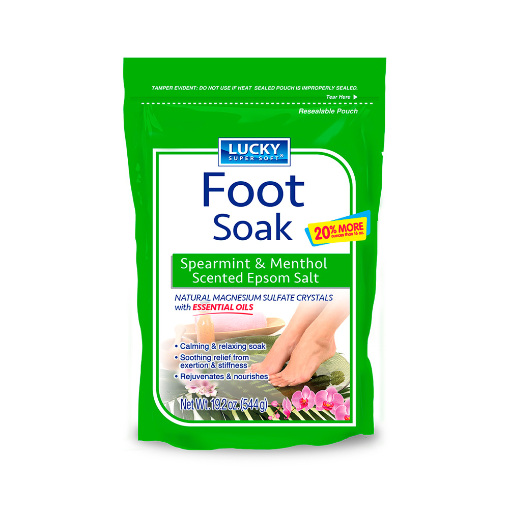 11139-12 Lucky Super Soft 19.2 oz. Epsom Salt Foot Soak w/Spearmint & Menthol Scent 12/cs