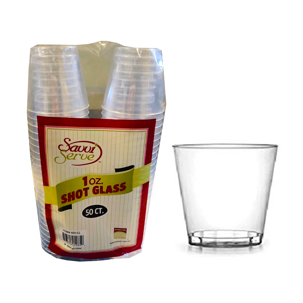 401-CL Savvi Serve Shot Glass 1 oz. Clear Plastic 50/50 cs - 401-CL CLR 1z SHOT GLASS 50/50