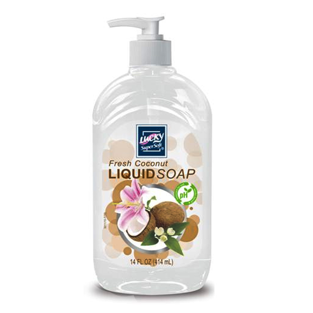 3211-12 Lucky Super Soft 14 oz. Hand Soap w/Fresh Coconut Scent 12/cs