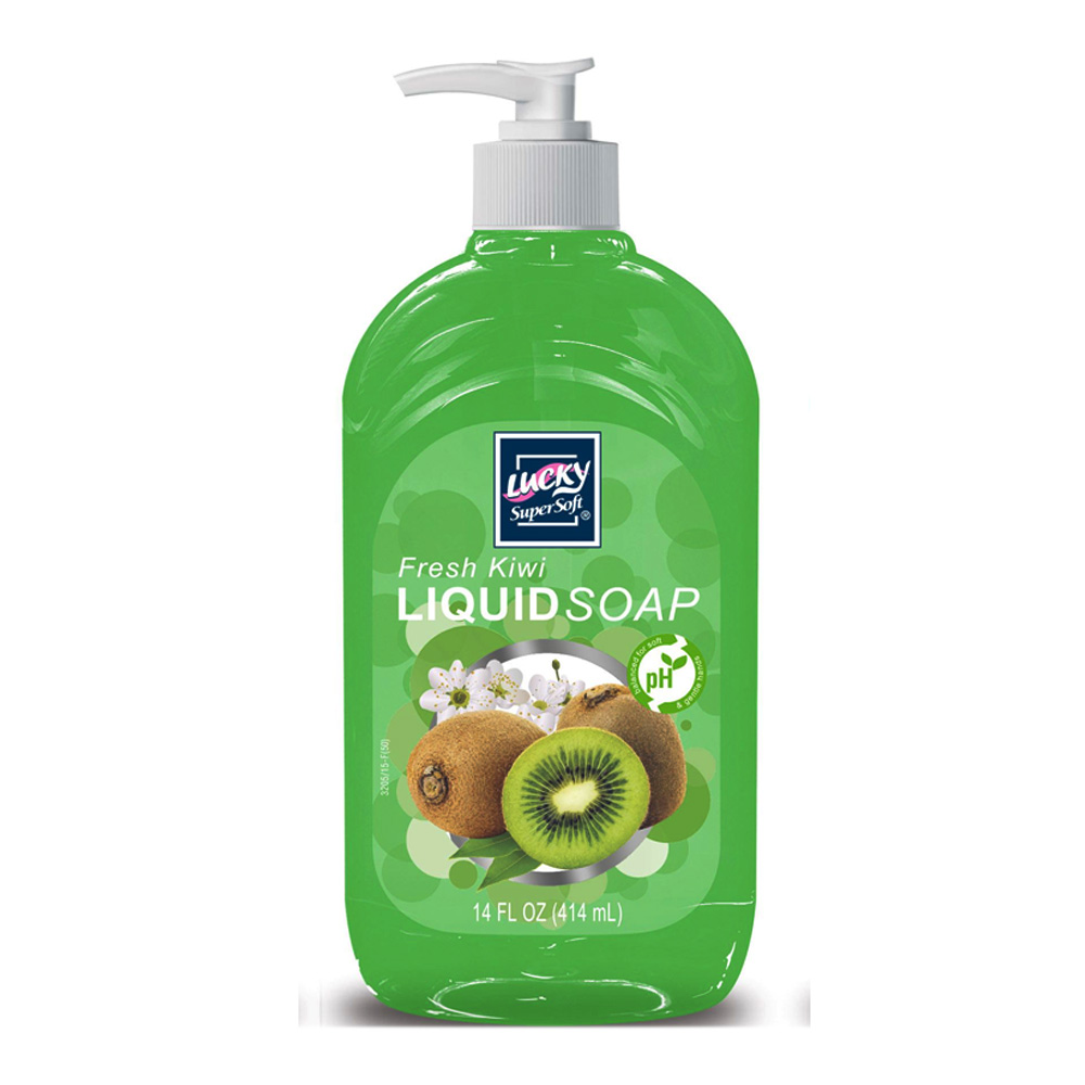 3205-12 Lucky Super Soft 14 oz. Hand Soap w/Fresh Kiwi Scent 12/cs - 3205-12 SOAP CLEAR KIWI 14z