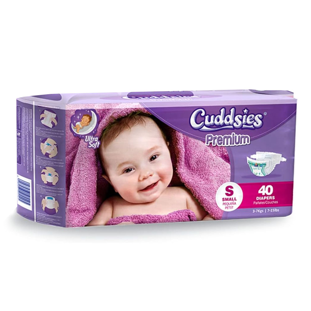 D1315 Cuddsies Premium Small Diapers 7-15 lbs.    8/40 cs - D01315 CUDD SM DIAPERS 7-15LBS