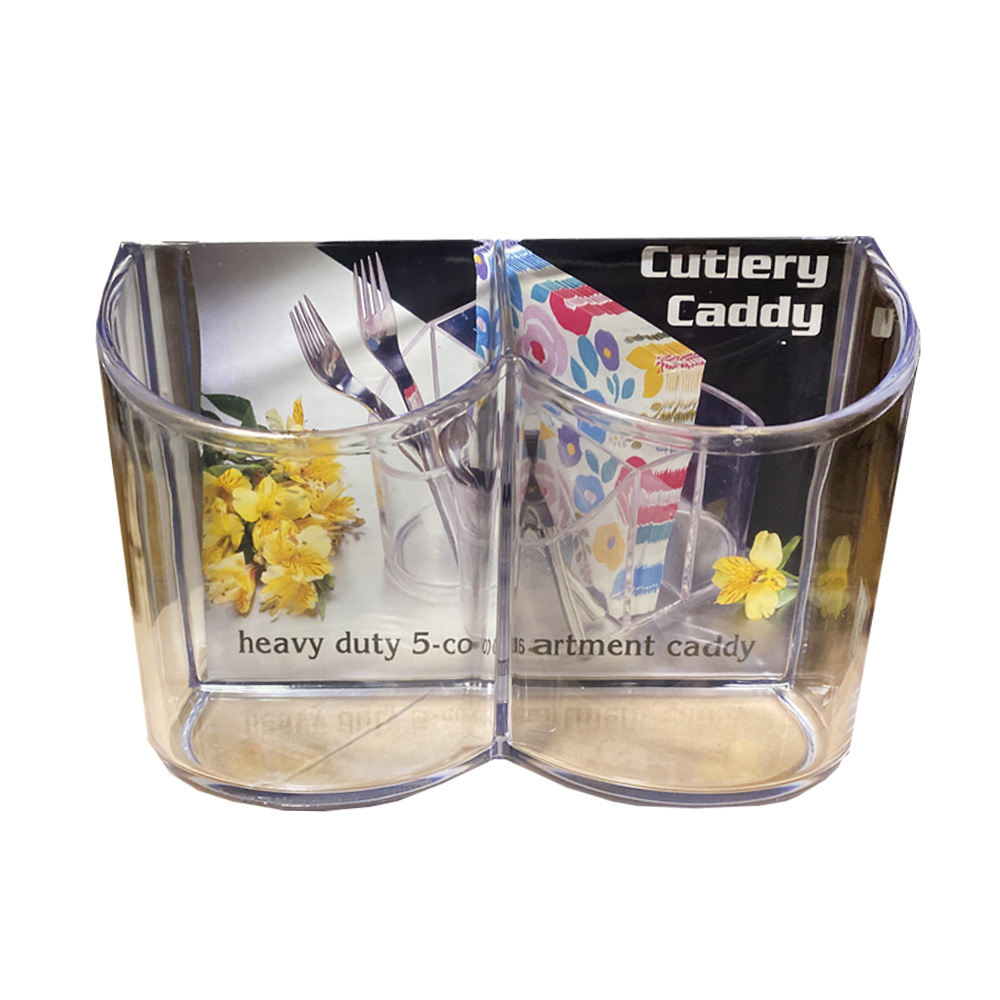 3150 Clear Staionary Cutlery Caddy 6/cs - 3150 CLR STATNRY CUTLERY CADDY