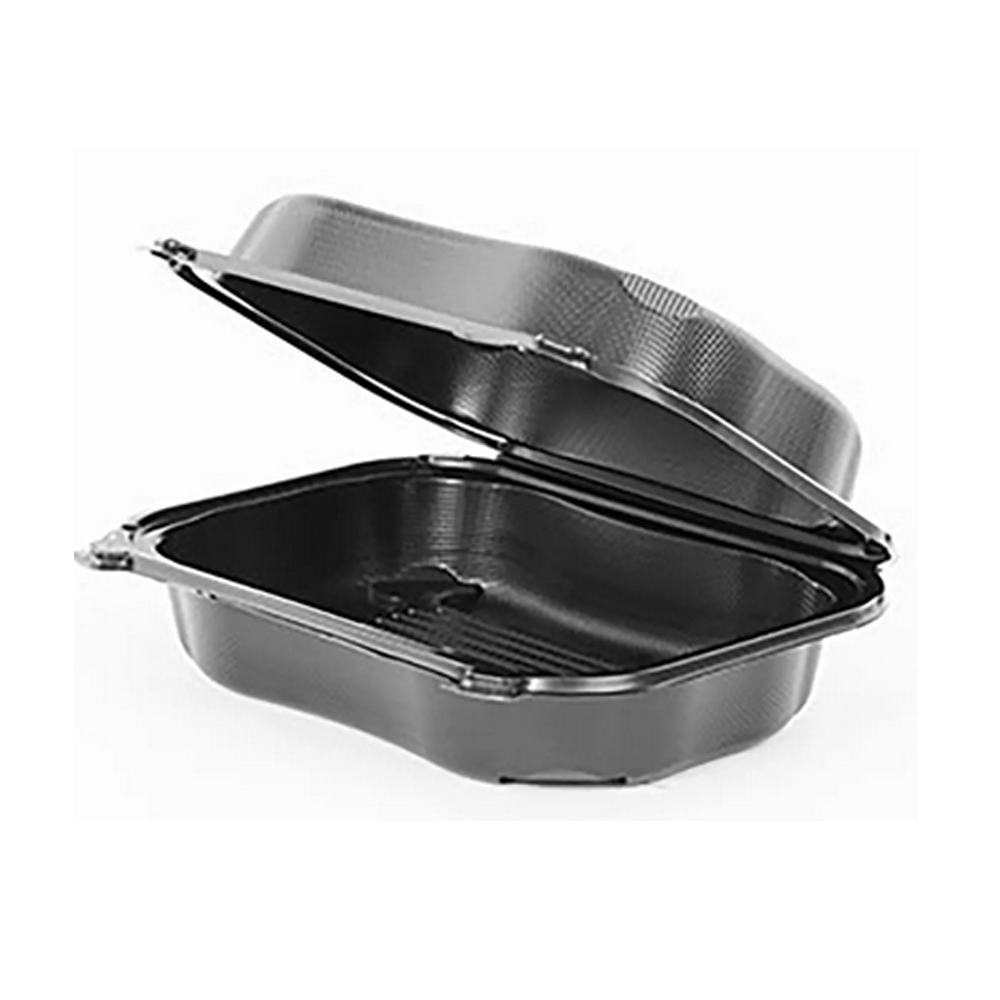 CLX205A-3L Black 9"x7"x3" Microwavable Hinged     Take-Out Container 300/cs