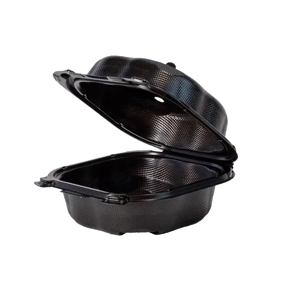 CLX225A-3L Black 6"x6"x3" Microwavable Hinged     Take-Out Container 300/cs
