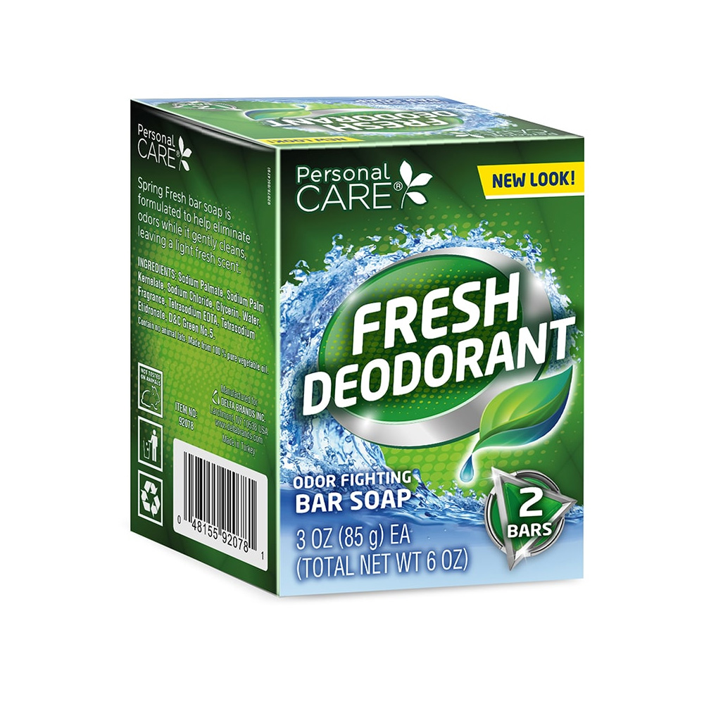 92078-12 Personal Care 3 oz. Fresh Deodorant Odor Fighting Bar Soap 2 Count 12/2 cs - 92078-12 FRSH DEOD BAR SOAP 3z
